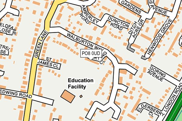 PO8 0UD map - OS OpenMap – Local (Ordnance Survey)