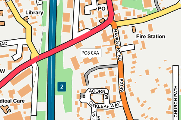 PO8 0XA map - OS OpenMap – Local (Ordnance Survey)