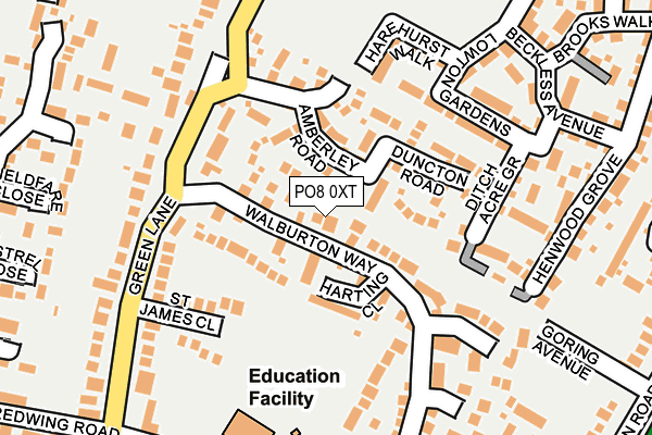 PO8 0XT map - OS OpenMap – Local (Ordnance Survey)