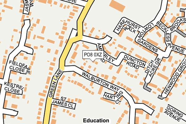 PO8 0XZ map - OS OpenMap – Local (Ordnance Survey)