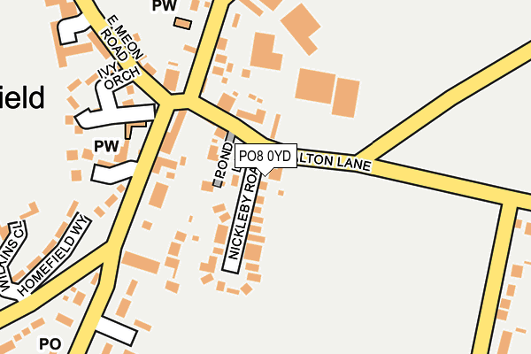 PO8 0YD map - OS OpenMap – Local (Ordnance Survey)