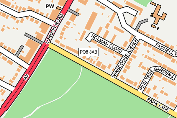 PO8 8AB map - OS OpenMap – Local (Ordnance Survey)