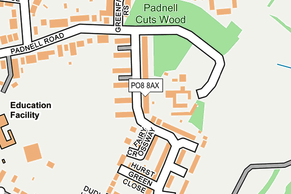 PO8 8AX map - OS OpenMap – Local (Ordnance Survey)