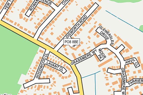 PO8 8BE map - OS OpenMap – Local (Ordnance Survey)