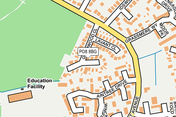 PO8 8BG map - OS OpenMap – Local (Ordnance Survey)