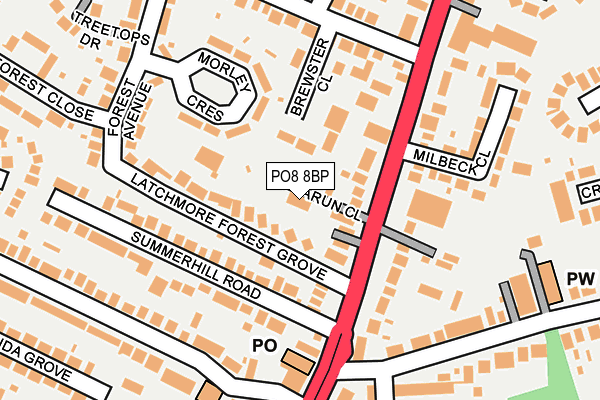 PO8 8BP map - OS OpenMap – Local (Ordnance Survey)