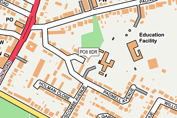 PO8 8DR map - OS OpenMap – Local (Ordnance Survey)