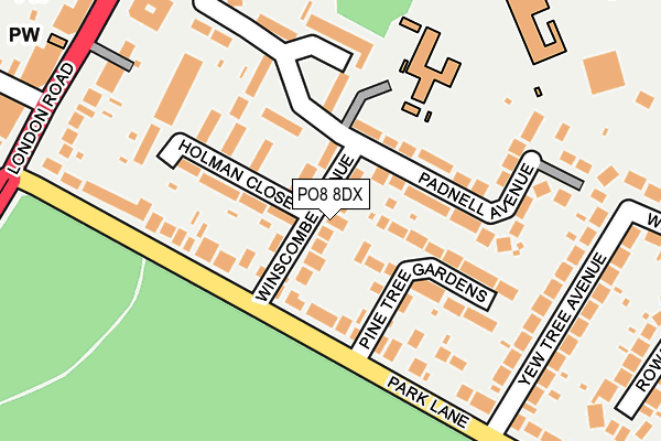 PO8 8DX map - OS OpenMap – Local (Ordnance Survey)