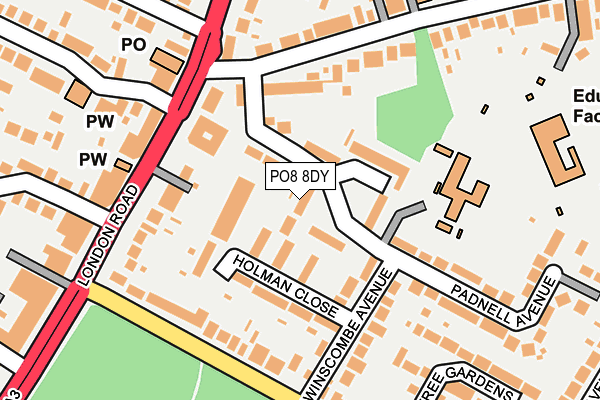 PO8 8DY map - OS OpenMap – Local (Ordnance Survey)