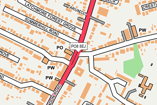 PO8 8EJ map - OS OpenMap – Local (Ordnance Survey)