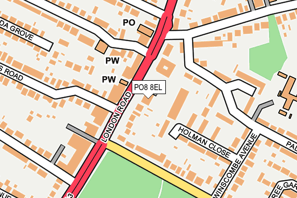 PO8 8EL map - OS OpenMap – Local (Ordnance Survey)