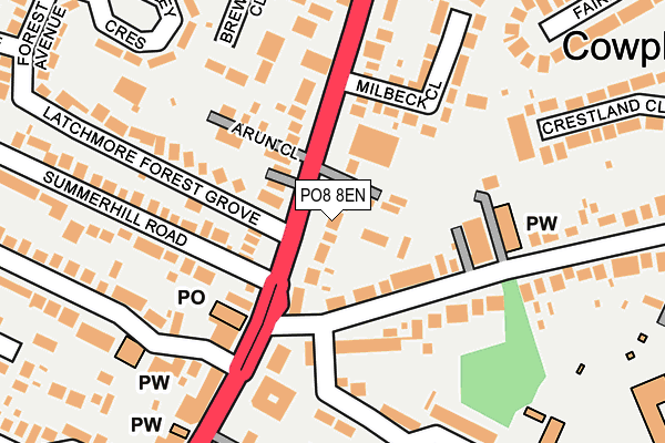 PO8 8EN map - OS OpenMap – Local (Ordnance Survey)