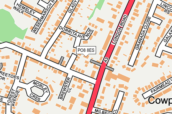 PO8 8ES map - OS OpenMap – Local (Ordnance Survey)