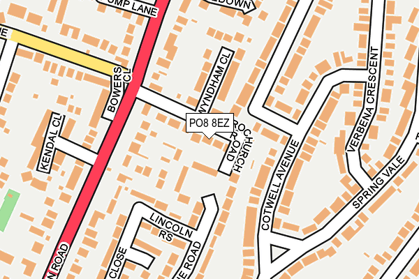 PO8 8EZ map - OS OpenMap – Local (Ordnance Survey)