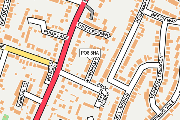 PO8 8HA map - OS OpenMap – Local (Ordnance Survey)