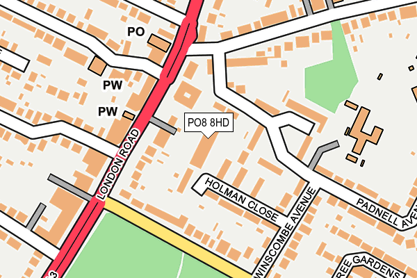 PO8 8HD map - OS OpenMap – Local (Ordnance Survey)