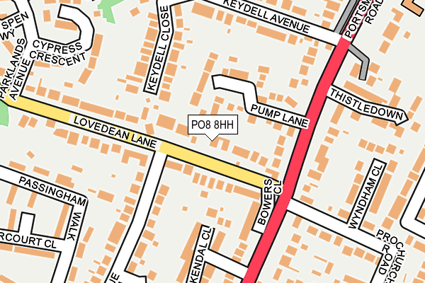 PO8 8HH map - OS OpenMap – Local (Ordnance Survey)