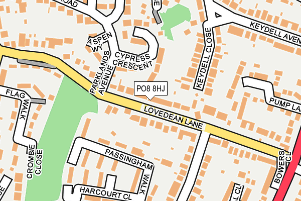 PO8 8HJ map - OS OpenMap – Local (Ordnance Survey)