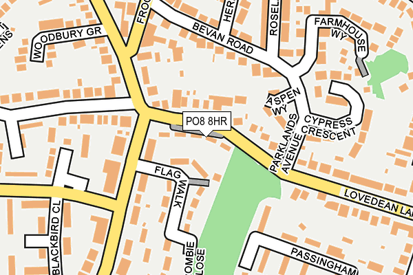 PO8 8HR map - OS OpenMap – Local (Ordnance Survey)