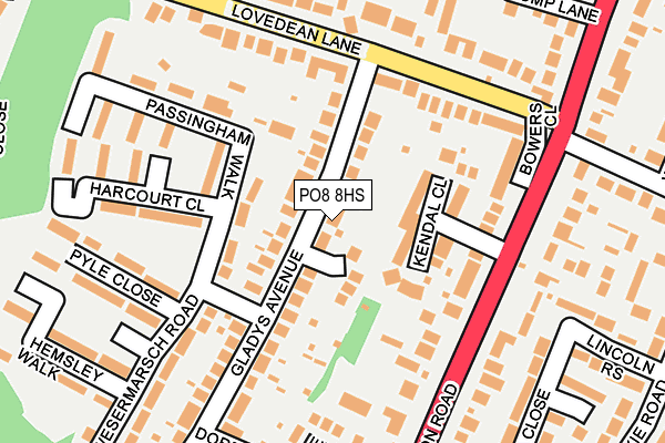 PO8 8HS map - OS OpenMap – Local (Ordnance Survey)