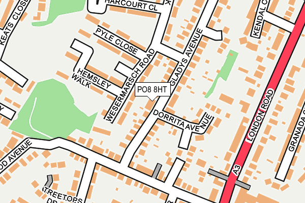 PO8 8HT map - OS OpenMap – Local (Ordnance Survey)