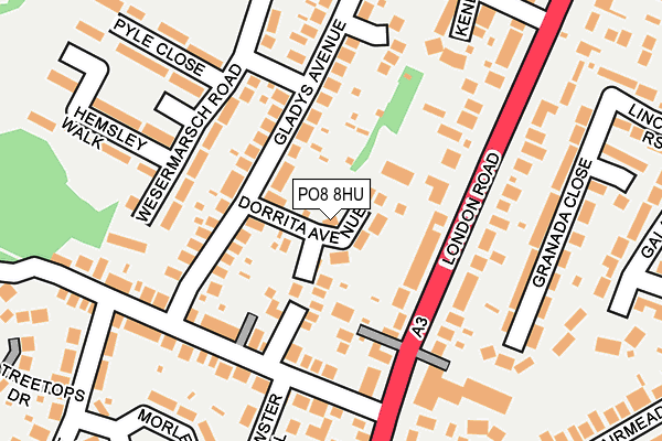 PO8 8HU map - OS OpenMap – Local (Ordnance Survey)