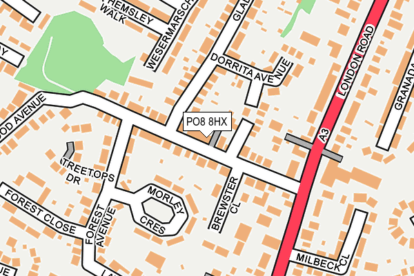 PO8 8HX map - OS OpenMap – Local (Ordnance Survey)