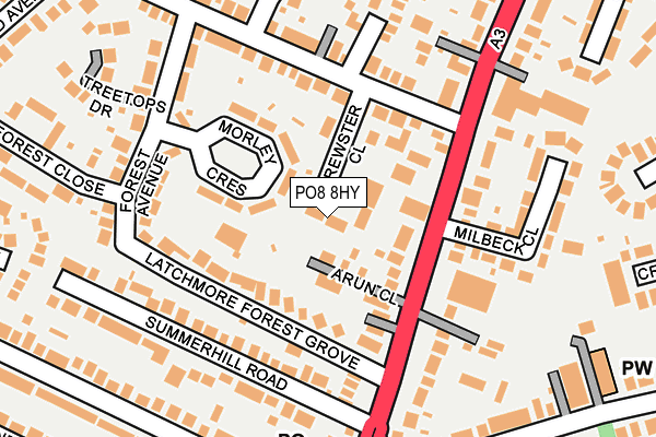 PO8 8HY map - OS OpenMap – Local (Ordnance Survey)