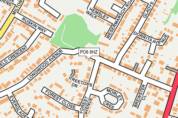 PO8 8HZ map - OS OpenMap – Local (Ordnance Survey)