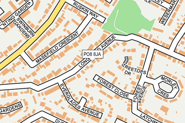 PO8 8JA map - OS OpenMap – Local (Ordnance Survey)