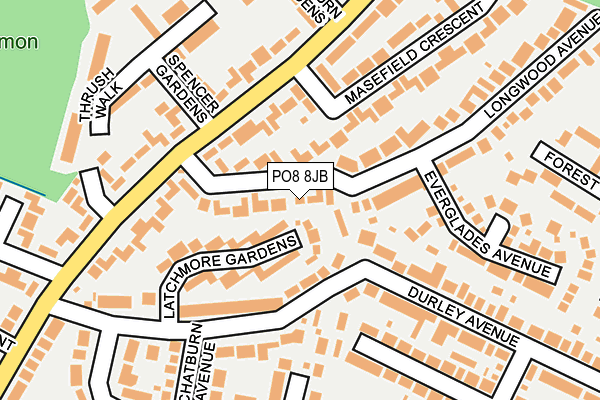 PO8 8JB map - OS OpenMap – Local (Ordnance Survey)