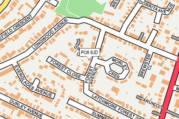 PO8 8JD map - OS OpenMap – Local (Ordnance Survey)
