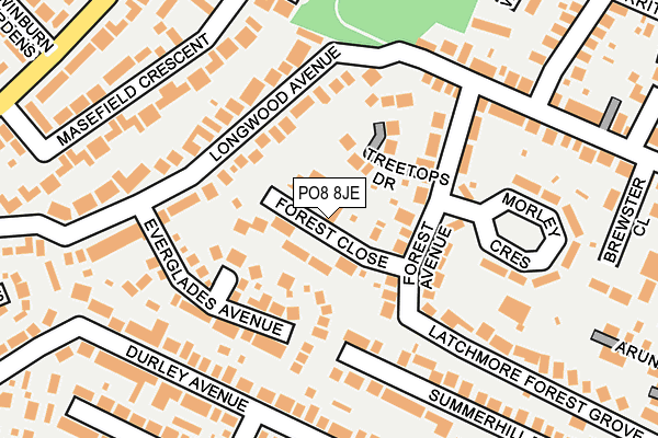 PO8 8JE map - OS OpenMap – Local (Ordnance Survey)