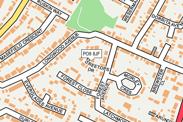 PO8 8JF map - OS OpenMap – Local (Ordnance Survey)