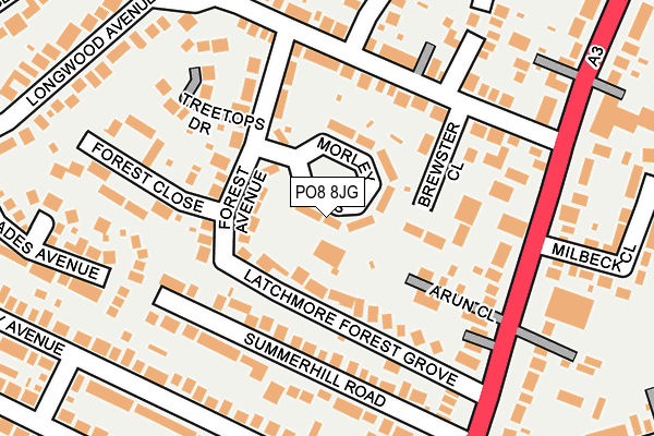 PO8 8JG map - OS OpenMap – Local (Ordnance Survey)