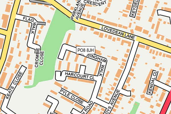 PO8 8JH map - OS OpenMap – Local (Ordnance Survey)