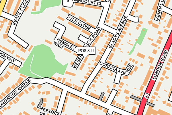 PO8 8JJ map - OS OpenMap – Local (Ordnance Survey)