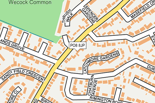 PO8 8JP map - OS OpenMap – Local (Ordnance Survey)