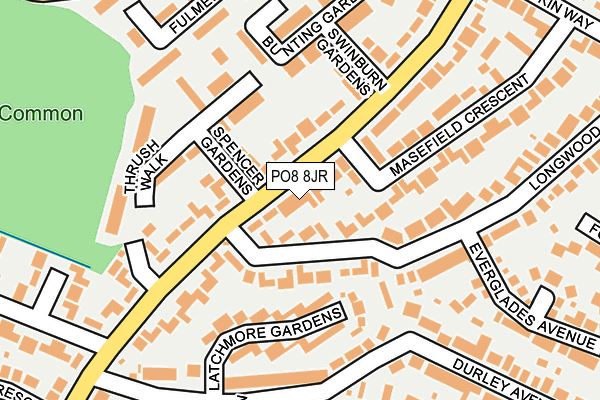 PO8 8JR map - OS OpenMap – Local (Ordnance Survey)