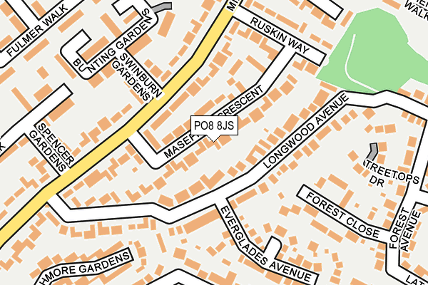 PO8 8JS map - OS OpenMap – Local (Ordnance Survey)