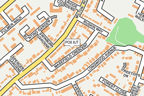 PO8 8JT map - OS OpenMap – Local (Ordnance Survey)