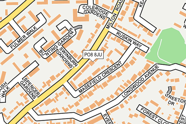 PO8 8JU map - OS OpenMap – Local (Ordnance Survey)