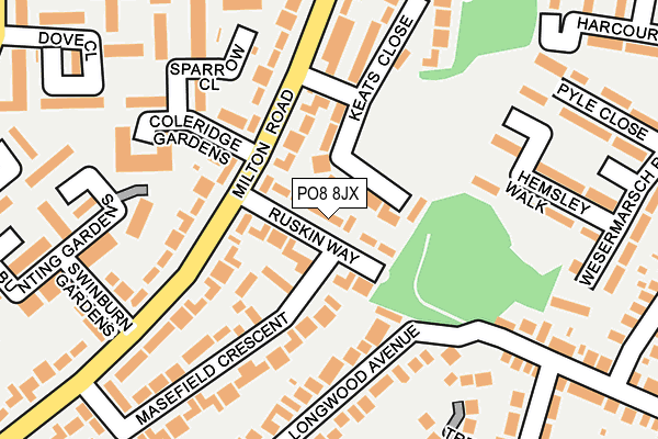 PO8 8JX map - OS OpenMap – Local (Ordnance Survey)