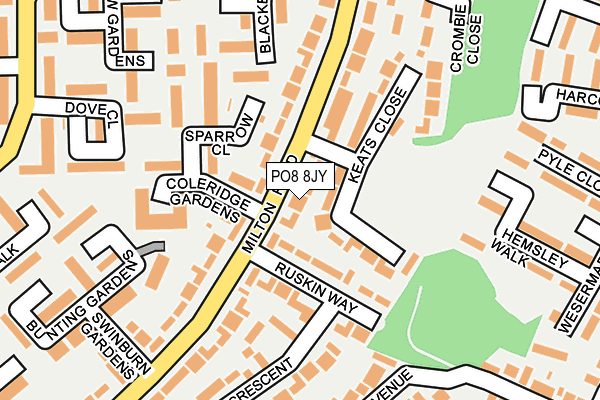PO8 8JY map - OS OpenMap – Local (Ordnance Survey)