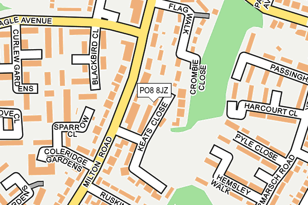 PO8 8JZ map - OS OpenMap – Local (Ordnance Survey)