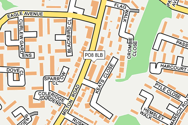 PO8 8LB map - OS OpenMap – Local (Ordnance Survey)