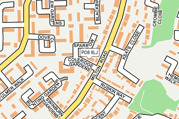 PO8 8LJ map - OS OpenMap – Local (Ordnance Survey)