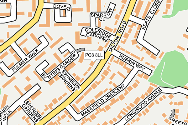 PO8 8LL map - OS OpenMap – Local (Ordnance Survey)