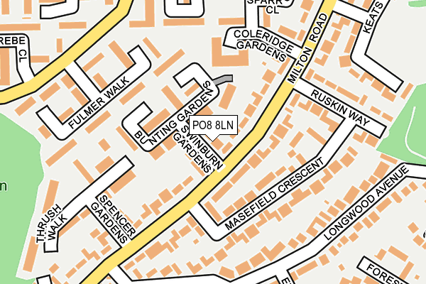 PO8 8LN map - OS OpenMap – Local (Ordnance Survey)