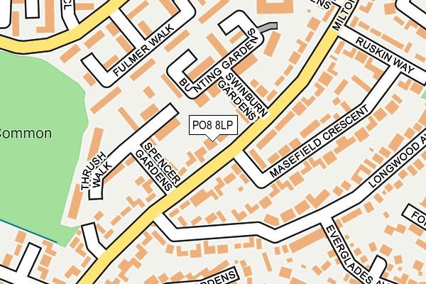 PO8 8LP map - OS OpenMap – Local (Ordnance Survey)